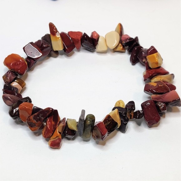 Mookaite Stretch Bracelet 5-8mm chip natural stone includes felt pouch-CB05 - Picture 5 of 10